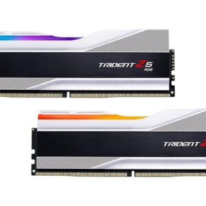 G.SKILL Trident Z5 RGB Series (Intel XMP 3.0) DDR5 RAM 32GB (2x16GB) 7200MT/s CL34-45-45-115 1.40V Desktop Computer Memory UDIMM - Metallic Silver (F5-7200J3445G16GX2-TZ5RS)