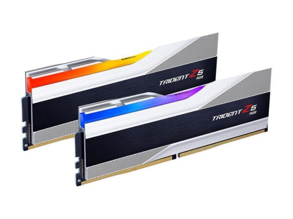 G.SKILL Trident Z5 RGB Series (Intel XMP 3.0 & AMD Expo) DDR5 RAM 32GB (2X 16GB) 6000MT/s CL36-36-36-96 1.35V Desktop Computer Memory U-DIMM - Metallic Silver (F5-6000J3636F16GA2-TZ5RS)