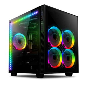 anidees AI Crystal Cube AR V2 Dual Chamber Tempered Glass EATX/ATX PC Gaming Case with 5 RGB Fans / 2 LED Strips - Black AI-CL-Cube-AR2
