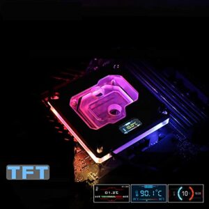 CPU Water Block use for Intel LGA1150 1151 1155 1156 2011 X99 /D-RGB Light 5V 3PIN Header/Temperature Display,Silver