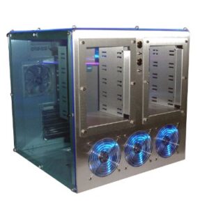 U2-UFO Opti-1203 Brushed Aluminum - UV Blue Acrylic Top