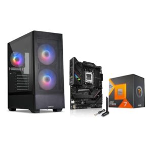 AMD Ryzen 7 7800X3D 8-Core16-Thread Desktop Processor + ASUS ROG Strix B650E-F Gaming WiFi AM5 (LGA1718) Motherboard + LIAN LI LANCOOL 205 MESH C Desktop Computer Case Black