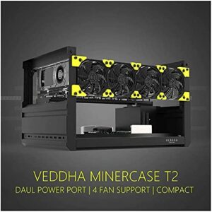TTGULRR 6 GPU Aluminum Stackable Open Air Mining Computer Frame Rig Ethereum Veddha (6GPU-T2)