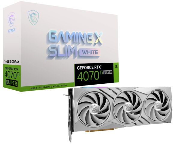 MSI Gaming RTX 4070 Ti Super 16G Gaming X Slim White Graphics Card (NVIDIA RTX 4070 Ti Super, 256-Bit, Extreme Clock: 2685 MHz, 16GB GDRR6X 21 Gbps, HDMI/DP, Ada Lovelace Architecture)