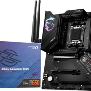 MSI MPG B650 Carbon WiFi Gaming Motherboard (AMD AM5, ATX, DDR5, PCIe 4.0, M.2, SATA 6Gb/s, USB 3.2 Gen 2, HDMI/DP, Wi-Fi 6E, AMD Ryzen 7000 Series Desktop Processors) (Renewed)