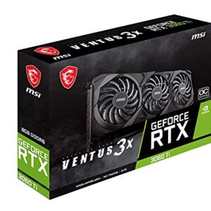 MSI Gaming GeForce RTX 3060 Ti LHR 8GB GDRR6 256-Bit HDMI/DP Torx Fan 3 Ampere Architecture OC Graphics Card ( Ventus 3X 8G OC LHR) (Renewed)