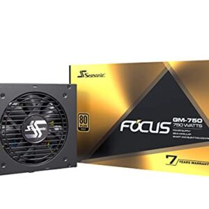 Seasonic FOCUS GM-750, 750W 80+ Gold, Semi-Modular, Fits All ATX Systems, Fan Control in Silent and Cooling Mode, 7 Year Warranty, Perfect Power Supply for Gaming and Various Application (Renewed)