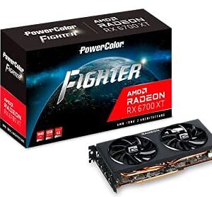 PowerColor Fighter AMD Radeon RX 6700 XT Gaming Graphics Card with 12GB GDDR6 Memory, Raytracing, PCIe 4.0, HDMI 2.1, AMD Infinity Cache (Renewed)