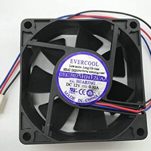 for EVERCOOL EC7025HH12EA DC12V 0.30A 3-Wire 7CM Cooling Fan