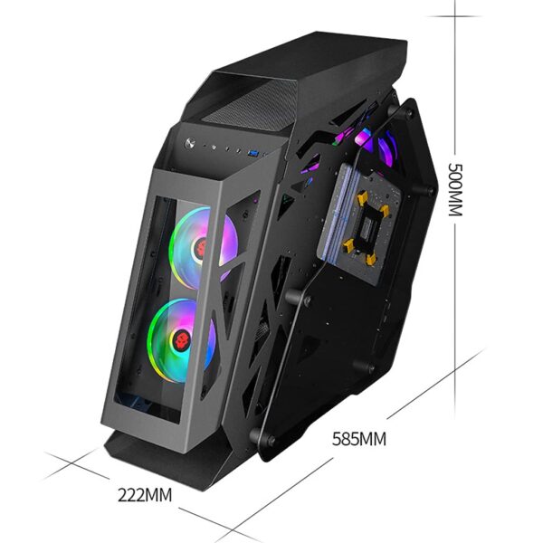 lingyun Special-Shaped Chassis Mini-ITX M-ATX Gaming Case, Game Chassis Desktop Double-Sided Transparent Tempered Glass Computer Motherboard Box - Image 7