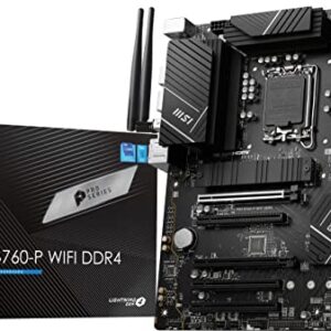 MSI PRO B760-P WiFi DDR4 ProSeries Motherboard (Supports 12th/13th Gen Intel Processors, LGA 1700, DDR4, PCIe 4.0, M.2, 2.5Gbps LAN, USB 3.2 Gen2, Wi-Fi 6E, ATX) (Renewed)