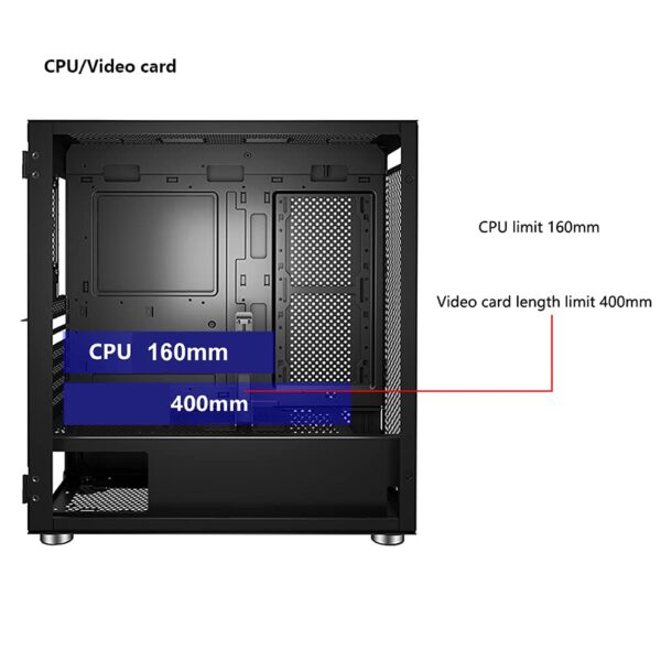 SaharaGaming P44M Mesh & Tempered Glass case is with 4 x Pirate Eye Modular 12cm Fans & Universal Fan hub (White Pirate Eye Fans) - Image 9
