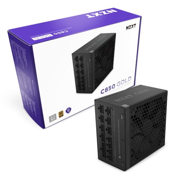 NZXT C850 Gold ATX 3.1 - Fully Modular Low-Noise PC Gaming Power Supply - 850 Watts - 80 Plus Gold - 12V-2x6 Connector - Zero Fan Mode - 100% Japanese Capacitors - Black (Renewed)