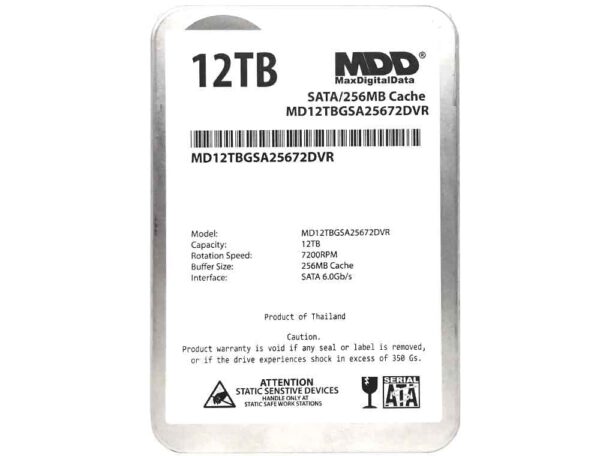 MDD 12TB 7200 RPM 256MB Cache SATA 6.0Gb/s 3.5inch Internal Hard Drive for Surveillance Storage (MD12TGSA25672DVR) - 3 Years Warranty (Renewed) - Image 2