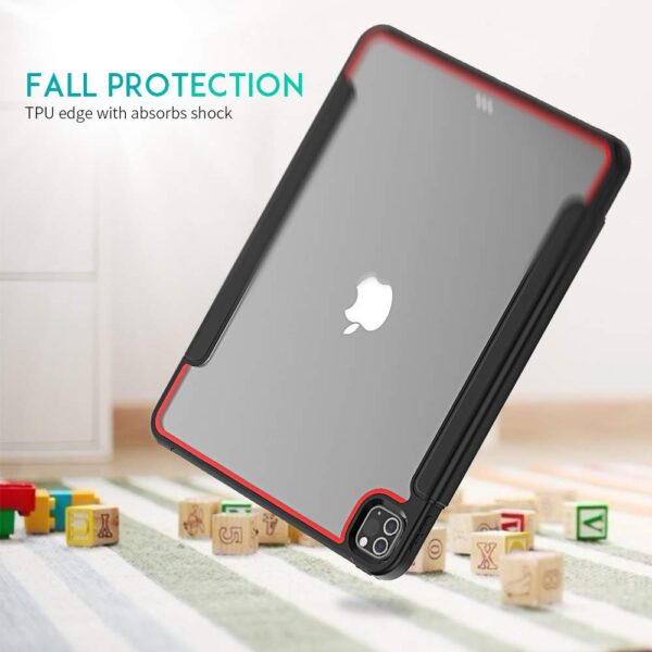 TianTa New iPad Pro 11 Case 2nd Generation 2020 & 2018, Slim Leather Full Body Hard Back Shell Protective Smart Cover with Built-in Screen Protector & Pencil Holder for iPad Pro 11 inch,Black/Red - Image 6