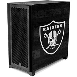 Skinit Decal Gaming Skin Compatible with Corsair 4000D Tempered Glass Mid-Tower ATX Case - Officially Licensed NFL Las Vegas Raiders Black & White Design