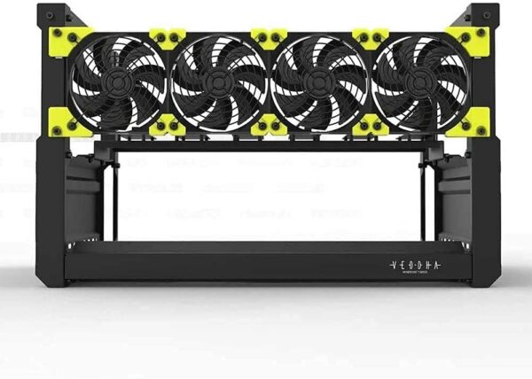 Abbcoert 6 GPU Open Air Mining Frame Rig Case ETH Ethereum Veddha Minercase T3 Edition (Only Frame), Black - Image 2