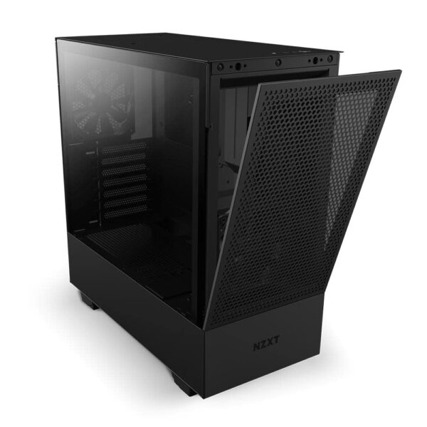 NZXT H510 Flow - CA-H52FB-01 - Compact ATX Mid-Tower PC Gaming Case - Perforated Front Panel - Tempered Glass Side Panel - Cable Management System - Water-Cooling Ready - Black - Image 7