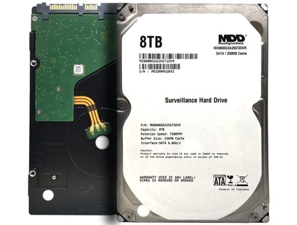MaxDigitalData 8TB 7200 RPM 256MB Cache SATA 6.0Gb/s 3.5inch Internal Hard Drive for Surveillance (MD8000GSA25672DVR) - 3 Years Warranty (Renewed)