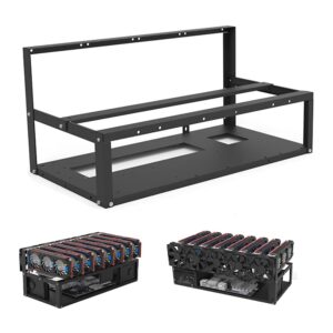 ROVJK Mining Rig Frame Case 6/8 GPU Bitcoin Open Air Mining Case Frame Mining Frame kit, Used for Mining Cryptocurrency Bitcoin ETH / ETC / ZEC Ether Accessories Tool (Without Fan and GPU), White