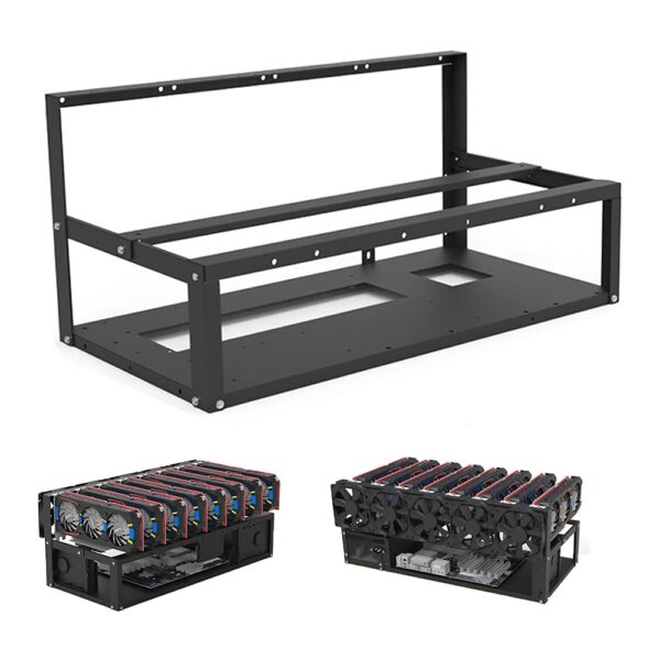 ROVJK Mining Rig Frame Case 6/8 GPU Bitcoin Open Air Mining Case Frame Mining Frame kit, Used for Mining Cryptocurrency Bitcoin ETH / ETC / ZEC Ether Accessories Tool (Without Fan and GPU), White