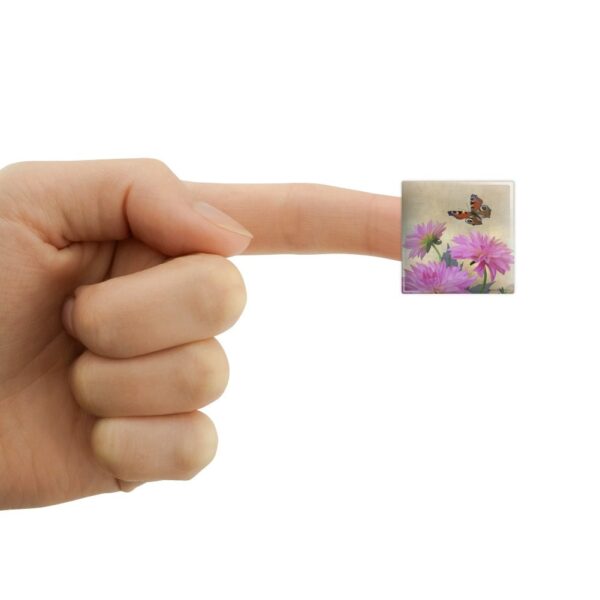 Pink Dahlia Flowers and Butterfly Computer Case Modding Badge Emblem Resin-Topped 1 Stickers - Set of 4 - Image 3