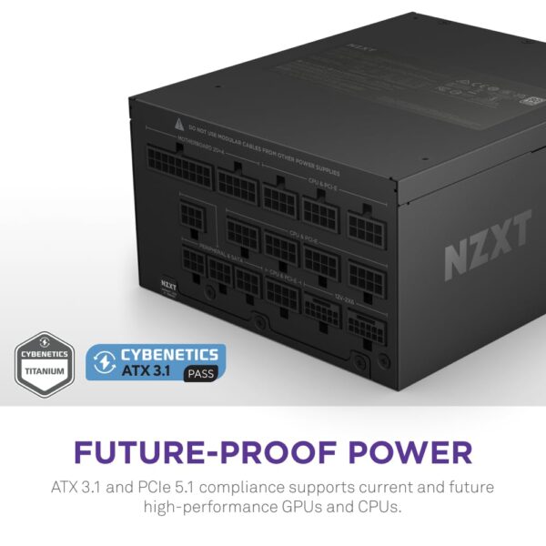 NZXT C1500 Platinum ATX 3.1 | Fully Modular Low-Noise PC Gaming Power Supply | 1500 Watts | 80 Plus Platinum| Dual 12V-2x6 Connectors | Zero Fan Mode | 100% Japanese Capacitors | Black (Renewed) - Image 2