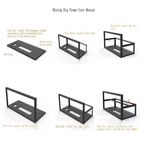 ROVJK Mining Rig Frame Case 6/8 GPU Bitcoin Open Air Mining Case Frame Mining Frame kit, Used for Mining Cryptocurrency Bitcoin ETH / ETC / ZEC Ether Accessories Tool (Without Fan and GPU), White - Image 6