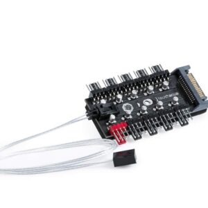 Bitspower PWM Fan Hub, 10 Fans, SATA Power, 12V, 1.81x2.83x0.51 Inches, Black, Desktop, Server