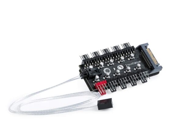 Bitspower PWM Fan Hub, 10 Fans, SATA Power, 12V, 1.81x2.83x0.51 Inches, Black, Desktop, Server
