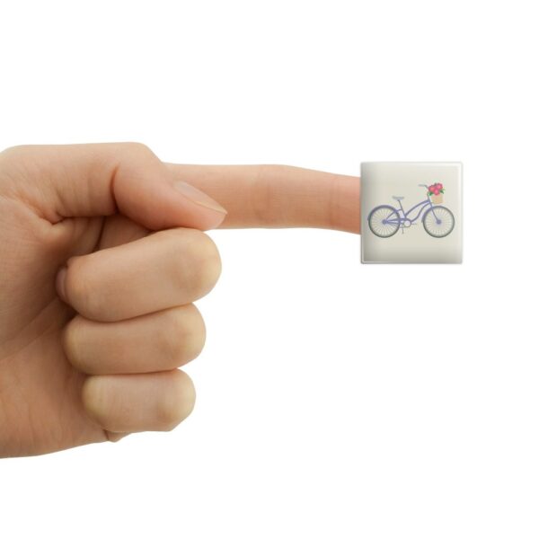 Purple Bicycle Bike with Basket of Flowers Computer Case Modding Badge Emblem Resin-Topped 1 Stickers - Set of 4 - Image 3