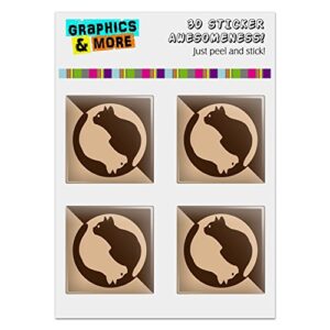 Cat Sitting Silhouette Computer Case Modding Badge Emblem Resin-Topped 1 Stickers - Set of 4