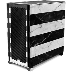 Skinit Decal Gaming Skin Compatible with Corsair 4000D Tempered Glass Mid-Tower ATX Case - Skinit Originally Designed Black and White Striped Marble Design
