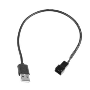 Saccgt 32cm/12.60in Fan Power Adapter Cable 1 to 1 Ways USB 2.0 A Male to 3 Pin Male 5V PWM Fan Connector, 22AWG Copper