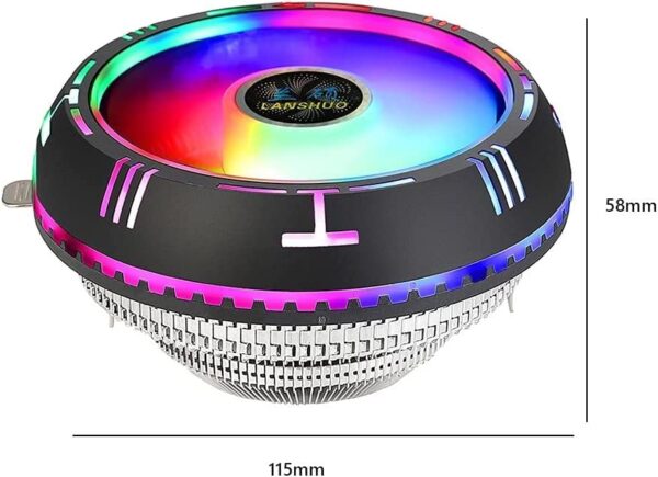 TARCT RGB CPU Ventilator Low Profile CPU Air Cooler with 90mm Silent Fan More Durable - Image 2