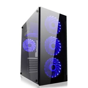 HDYD Gaming Case,Mid-Tower PC Gaming Case ATX/M-ATX/ITX - Front I/O USB 3.0 Port - Tempered Glass Front Panel, Acrylic Glass Side Panel - Free Blue Fan (Size : 4 Fan)