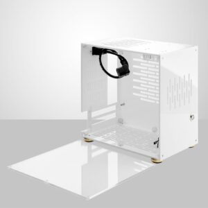 HUIOP Small Computer Case Plexiglass Shell Compact PC Case Desktop PC Case ITX Motherboard 210mm Graphics Card SFX Power Supply All-Round Heat Dissipation PC Chassis, White