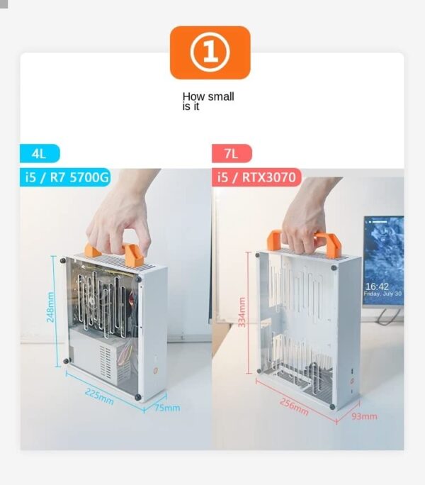 K30K59 portable A4 portable case, 1U power itx side transparent mATX case - (Color: K50) - Image 5