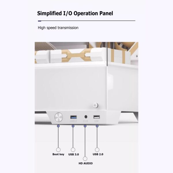 Computer Case 270° Tempered Glass Mid-Tower Case - Compatible with M-ATX/ITX Motherboard - 9 Fan Positions - Support USB 3.0 - Including Red Dual Ring Fan ﻿ ﻿(Black,9 Fans) - Image 8