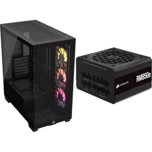 CORSAIR 3500X ARGB Mid-Tower ATX PC Case + CORSAIR RM850e Fully Modular ATX Power Supply - Black