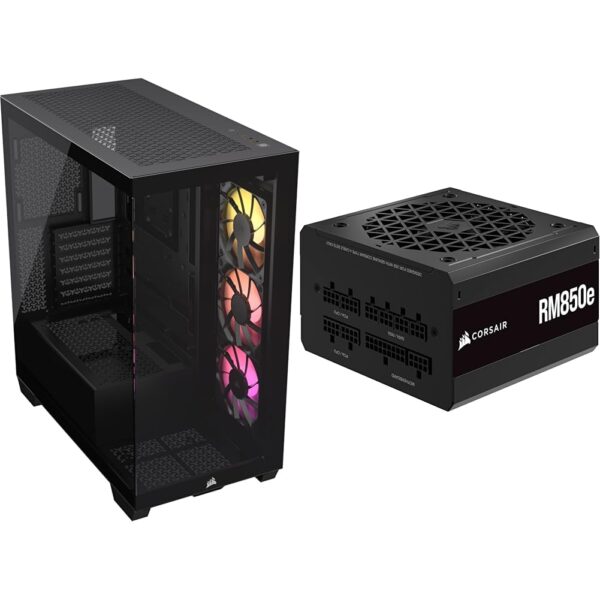 CORSAIR 3500X ARGB Mid-Tower ATX PC Case + CORSAIR RM850e Fully Modular ATX Power Supply - Black
