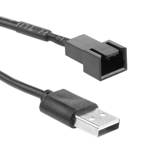 Saccgt 32cm/12.60in Fan Power Adapter Cable 1 to 1 Ways USB 2.0 A Male to 3 Pin Male 5V PWM Fan Connector, 22AWG Copper - Image 2