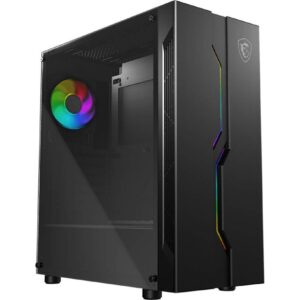 MSI MAG VAMPIRIC 010M Mid Tower Gaming Computer Case 'Black, 1x 120mm RGB PWM Fan, RGB Front Panel, Tempered Glass Panel, ATX, mATX, Mini-ITX' - 306-7G08P12-809