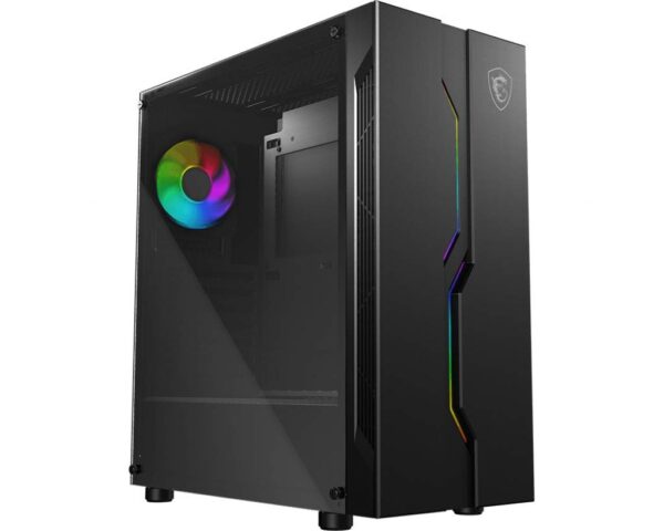 MSI MAG VAMPIRIC 010M Mid Tower Gaming Computer Case 'Black, 1x 120mm RGB PWM Fan, RGB Front Panel, Tempered Glass Panel, ATX, mATX, Mini-ITX' - 306-7G08P12-809