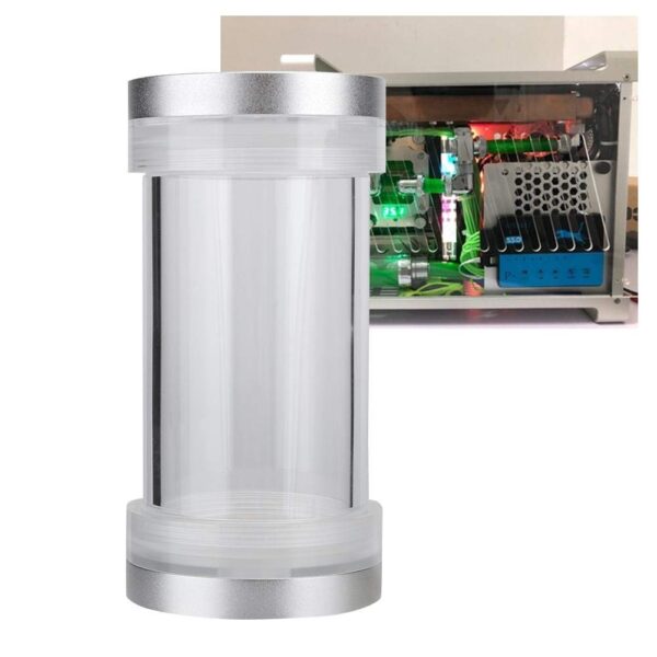 Heayzoki Water Cooled Cylinder Water Cooling, Reservoir G1/4 Threaded Cylindrical Cooler for Computer Water Cooled, Cooling Accessory PMMA Water for Heat Dissipation(Silver) - Image 6
