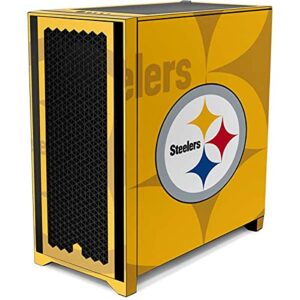 Skinit Decal Gaming Skin Compatible with Corsair 4000D Tempered Glass Mid-Tower ATX Case - Officially Licensed NFL Pittsburgh Steelers Double Vision Design