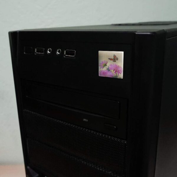 Pink Dahlia Flowers and Butterfly Computer Case Modding Badge Emblem Resin-Topped 1 Stickers - Set of 4 - Image 2