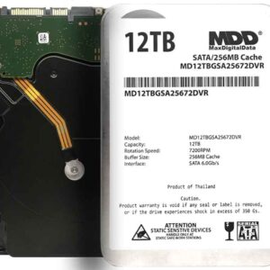 MDD 12TB 7200 RPM 256MB Cache SATA 6.0Gb/s 3.5inch Internal Hard Drive for Surveillance Storage (MD12TGSA25672DVR) - 3 Years Warranty (Renewed)