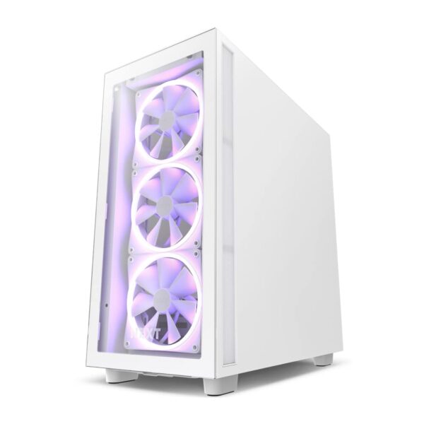 NZXT H7 Elite - CM-H71EW-01 - ATX Mid Tower PC Gaming Case - Front I/O USB Type-C Port - Quick-Release Tempered Glass Side Panel - Vertical GPU Mount - Integrated RGB Lighting - White - Image 2