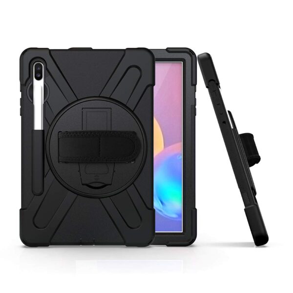 TianTa Galaxy Tab S7+/S7 Plus 12.4 2020, Heavy Duty Shockproof Rugged Defender Kids Case with Kickstand, Hand Strap and Shoulder Strap for Samsung Galaxy Tab S7 Plus 12.4 inch (T970/T975/T976), Black - Image 3